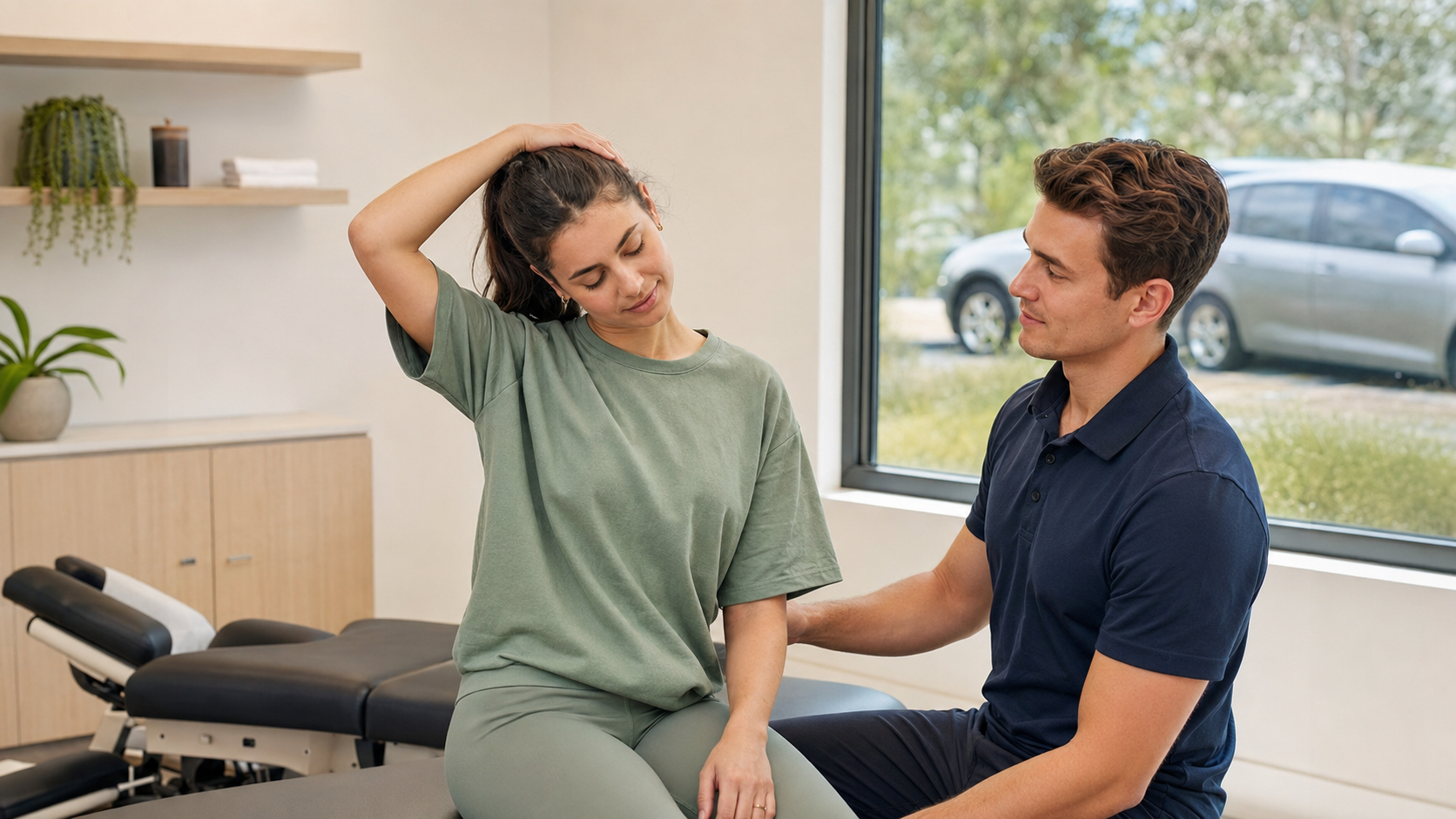 Patient completing gentle mobility rehabilitation after a motor vehicle accident